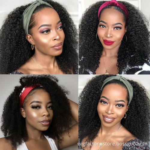 Cheap Headband Wig Human Hair, Wholesale Headband Wigs, Headband Curly Wigs Brazilian Hair for Women